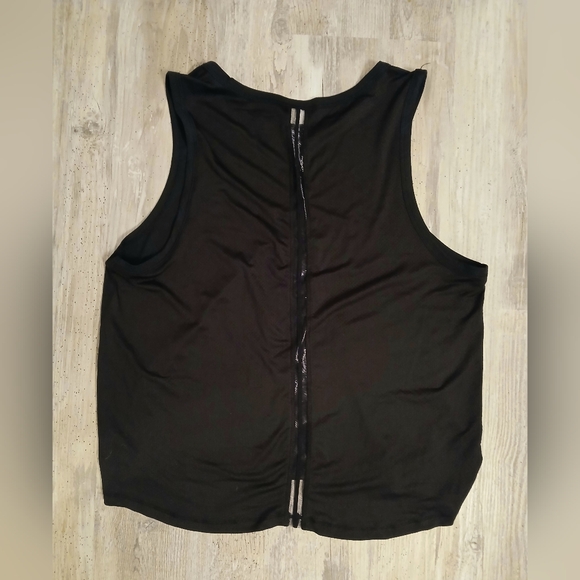 Athletic Works women's Lg black workout sleeveless top jersey cut out back - Picture 2 of 5